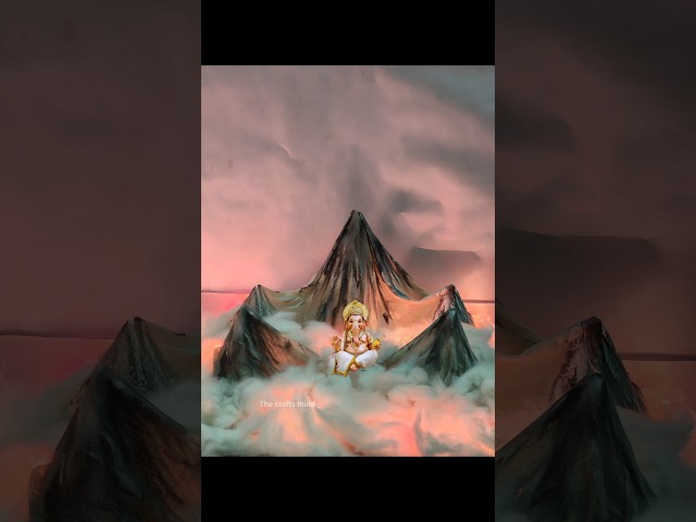DIY Ganpati decoration mountain view 🤩❤️ #ganpati #mountain #ganeshchaturthi #decoration #shorts
