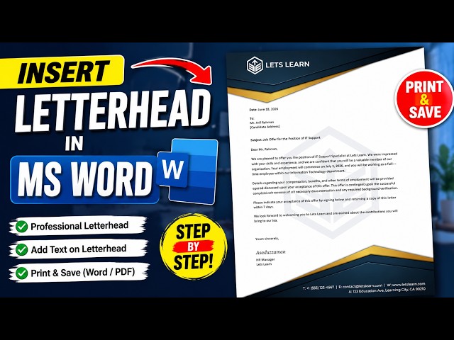 How to Insert a Letterhead in MS Word (Step-by-Step Tutorial)