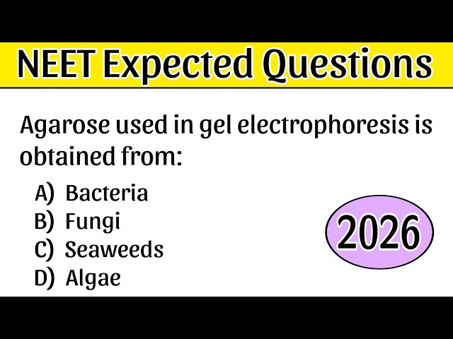 NEET 2026 Most Expected Questions | TOP NEET Biology Questions | NEET UG 2026