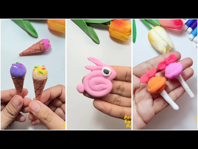 Easy Clay craft ideas | How to make a craft with clay | Icecream🍦 Rabbit🐇 Lollipop🍭 Making with Clay