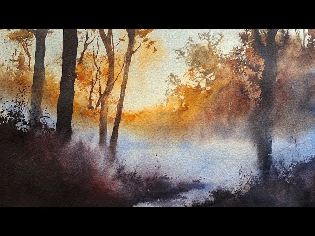 How to paint a misty woodland in watercolours