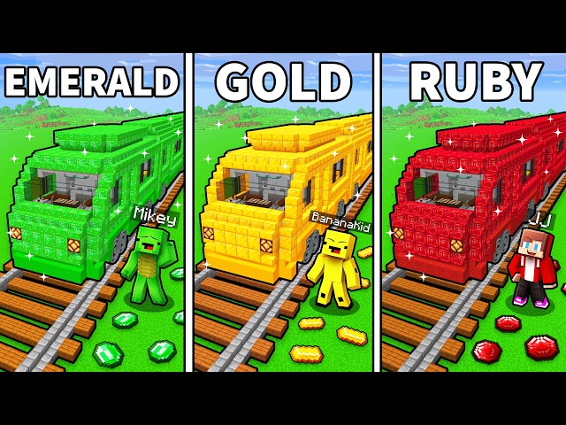 Mikey & JJ Friends: EMERALD vs GOLD vs RUBY TRAIN - Minecraft Maizen