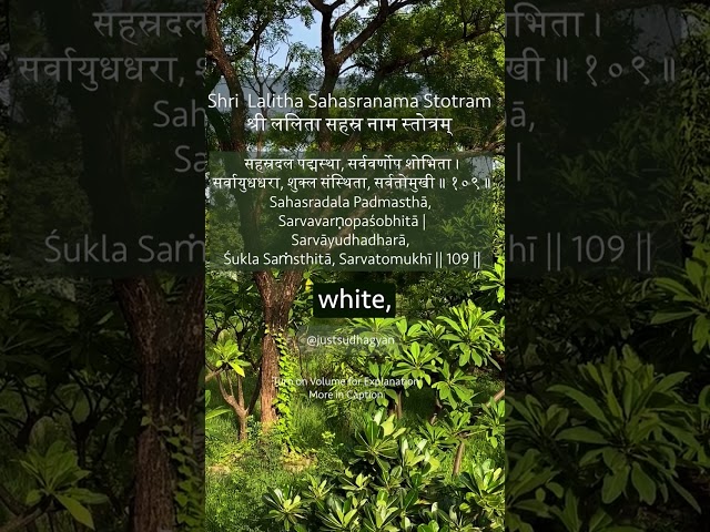 Shri Lalitha Sahasranamam Shloka 109 |  सहस्रदल पद्मस्था | Lalitha Sahasranamam|Just Sudha Gyan