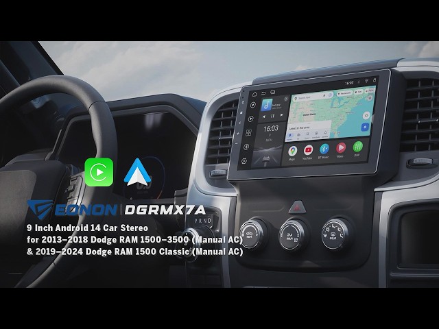 DGRMX7A | Android14 4GB+64GB 9" IPS HD Navigation Custom Fit Dodge RAM 1500 2500 3500 2013-2018