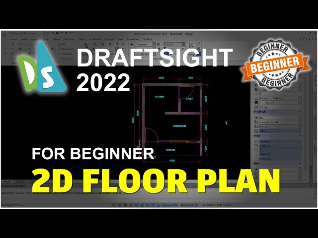 Draftsight 2022 Basic 2D Floor Plan Tutorial For Beginner