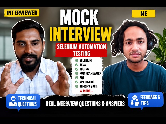 Selenium Automation Testing Mock Interview 2026 | Java + Selenium+ TestNG | Real Interview Questions