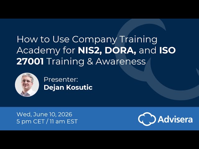 Company Training for NIS2, DORA, and ISO 27001 Training & Awareness [live webinar]