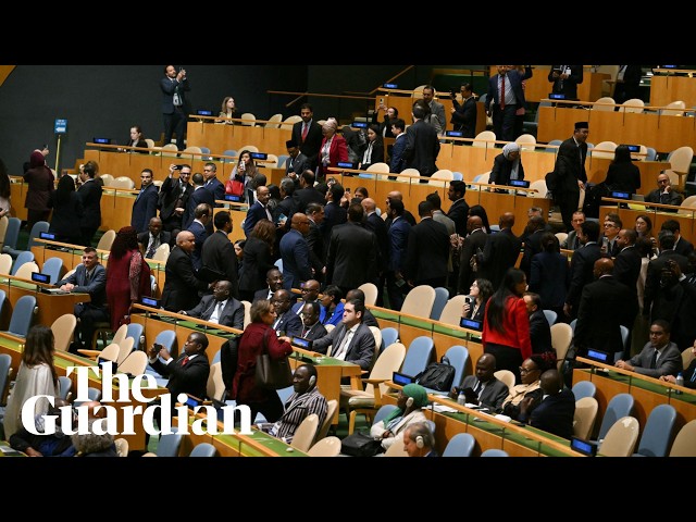 UN delegates walk out as Benjamin Netanyahu prepares to address general assembly
