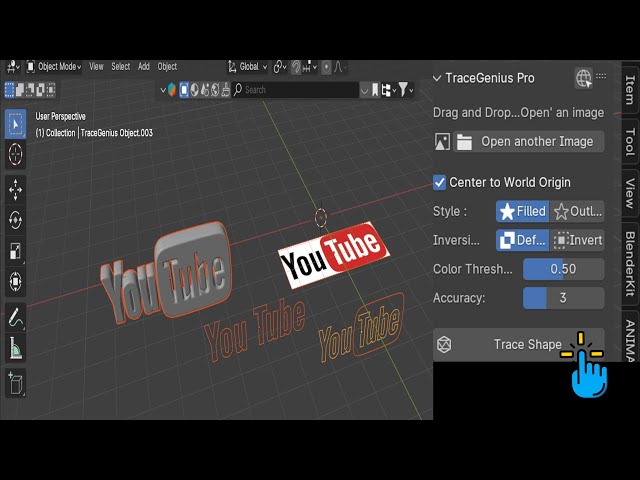 How to Convert 2D image to 3D Model by One Click✨ Trace Genius Blender Add-ons 🔥