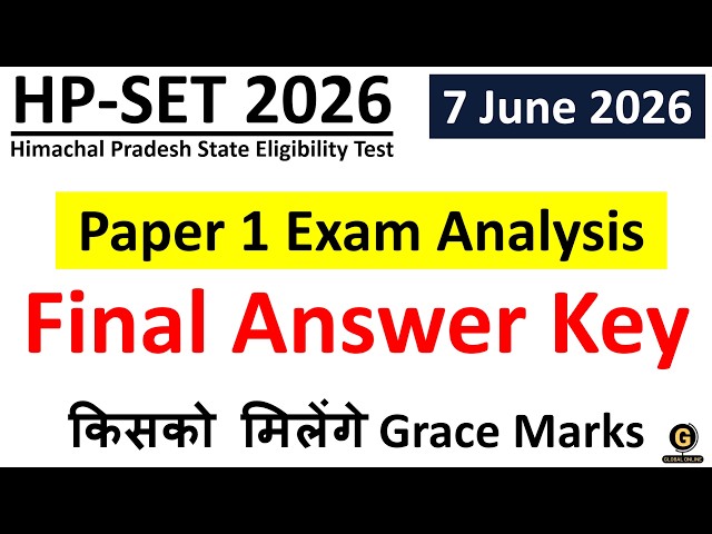 HPSET 2026 Paper 1 Answer Key | Check Your Score Now for Himachal Pradesh SET Exam