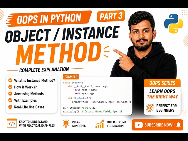Object & Instance Method in Python 🚀 | OOPS Part 3 | pythonkashi