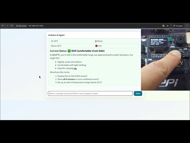 EmbodiQ Vibe Coding Demo: Arduino UNO Q + LLM API → NTC Temperature Data