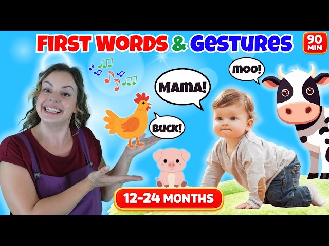 First Words for Babies | 90 Minute Baby Learning Video (12–24 Months) + BSL | Miss Katie’s Class 