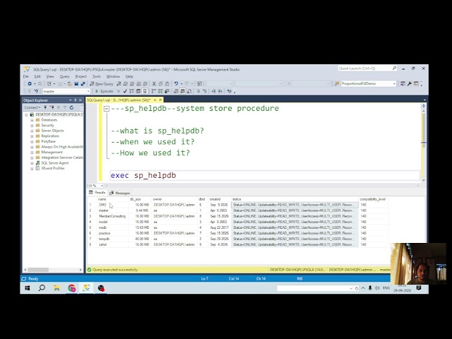 What is sp_helpdb in SQL SERVER?