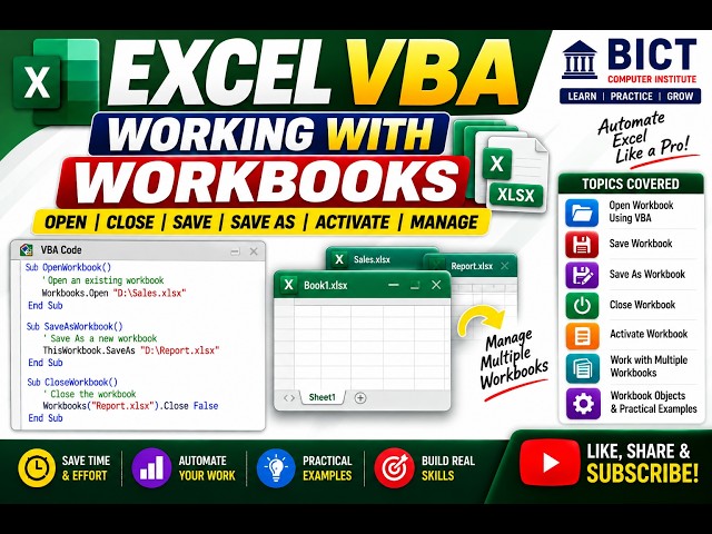 Excel VBA Working with Workbooks  Open, Close, Save, Activate & Manage