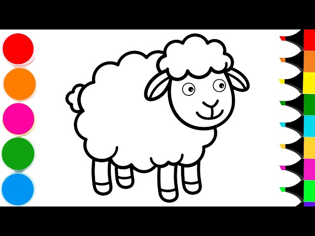How to Draw Cartoon Sheep for Beginners | Drawing and Coloring a Cute Sheep