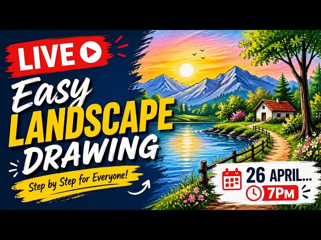 how to draw a easy landscape scenery