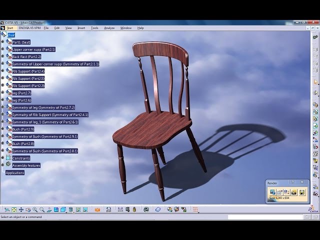 Catia V5 Tutorial|How to design a Chair P5|Furniture & Product Design