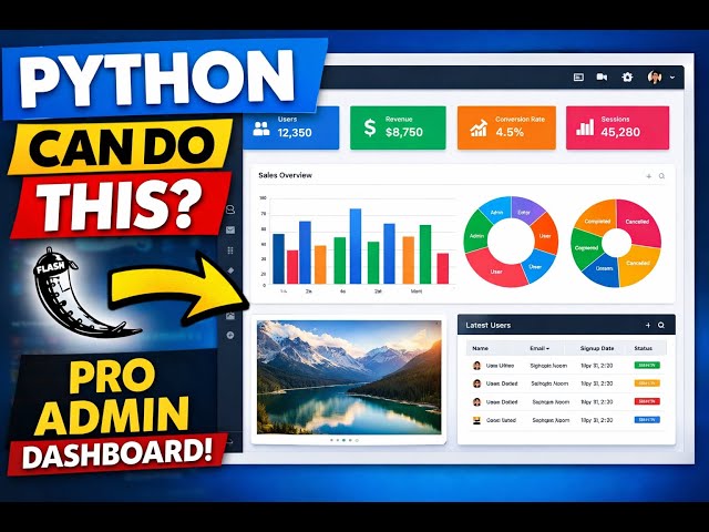 Build Professional Admin Dashboard using Python Flask | Bootstrap, Charts & Sidebar