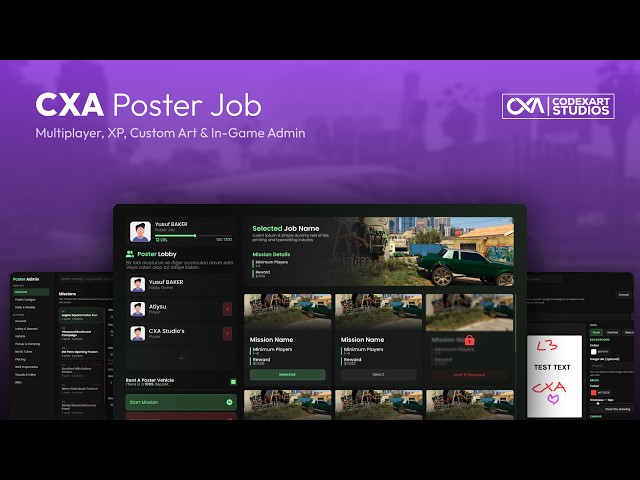FiveM Poster Job Script | Multiplayer, DUI Minigames, Poster Texture Editor & Agency Vehicle
