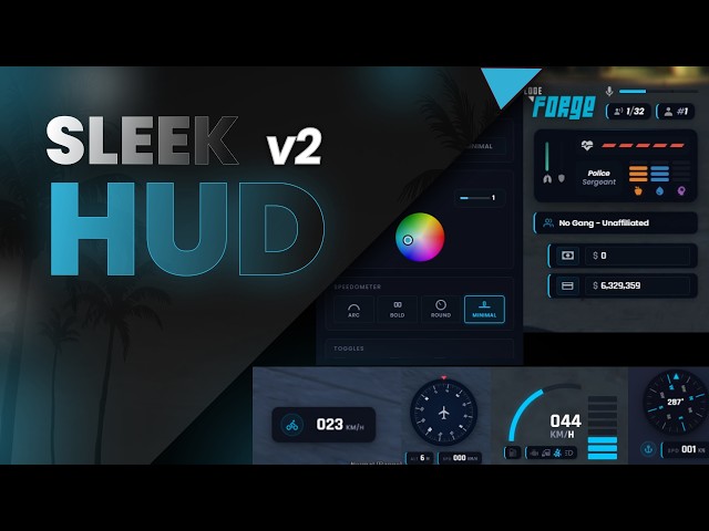 FiveM Sleek HUD V2 | 4 Speedometers, Ultra-Realistic Stress,  Custom UI Panel and More