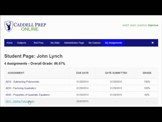 Caddell Prep Online in the Classroom Demo