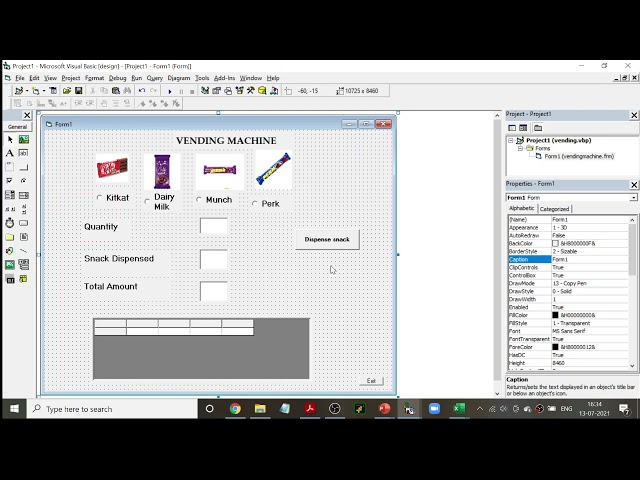 Program to simulate a Vending Machine in VB