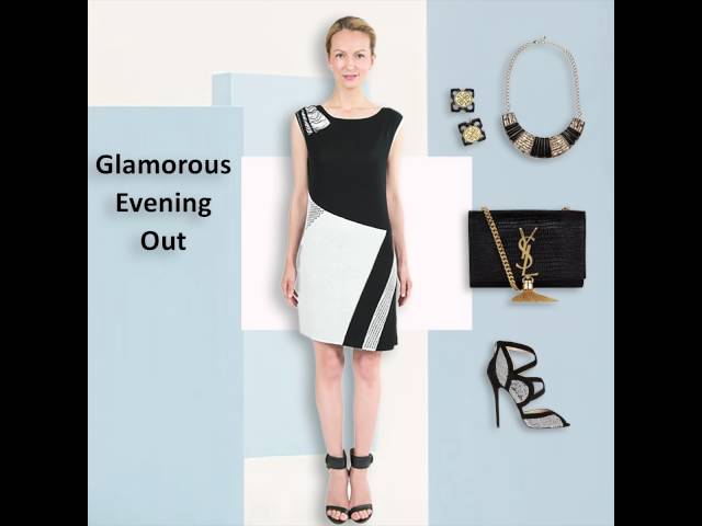 4 in 1 back and white evening fashion dress - Erika