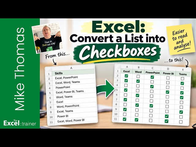 Excel: Convert a List into Checkboxes
