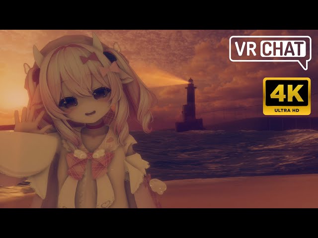 [二次元] B在夕陽下座落海邊的... Milltina ミルティナ (younger)【4K UHD】VRChat  Twilight Paradise