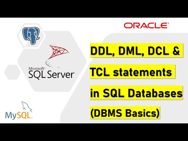 DDL, DML, DCL & TCL statements in SQL (Database basics)