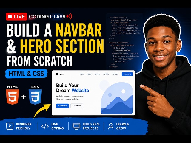 LIVE CODING: Build a Navbar & Hero Section from Scratch | HTML & CSS