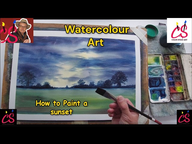Colinsteedart. Watercolour, how to tutorial. How to paint a sunset using watercolour.