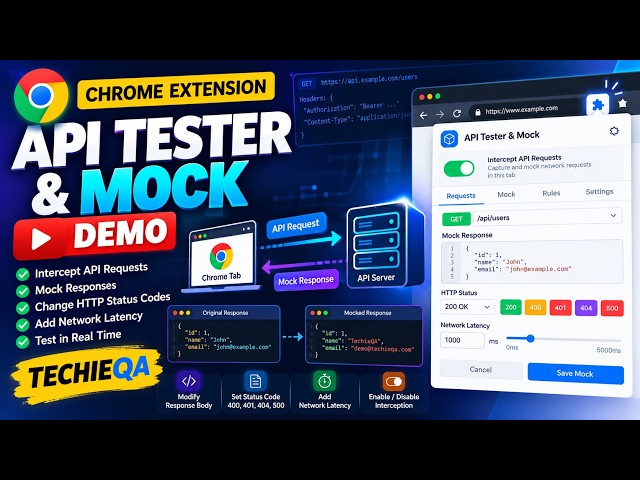 API Tester & Mock Chrome Extension | Intercept & Mock API Responses | TechieQA