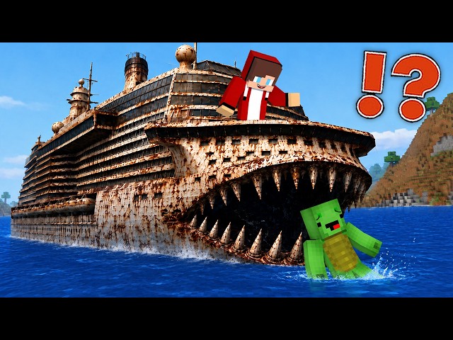 JJ Pranked Mikey with a SCARY Ship in Minecraft
