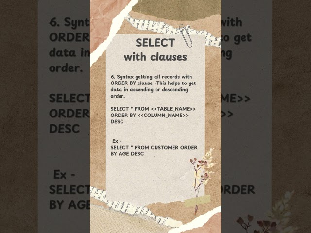 SQL Select using different clauses
