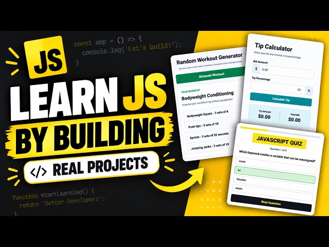 JavaScript Full Course for Beginners – Learn by Building 6 Real Projects