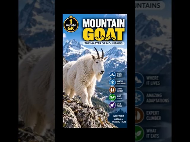 Mountain Goat: The Incredible Master of Steep Cliffs! 🐐🏔️ | 1 Minute GK #mountaingoats