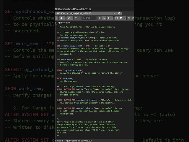 PostgreSQL - Efficient Bulk Load Tuning