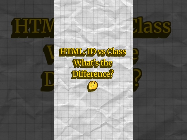 HTML series part 5: ID vs Class..#html5 #htmltutorial #htmlcss