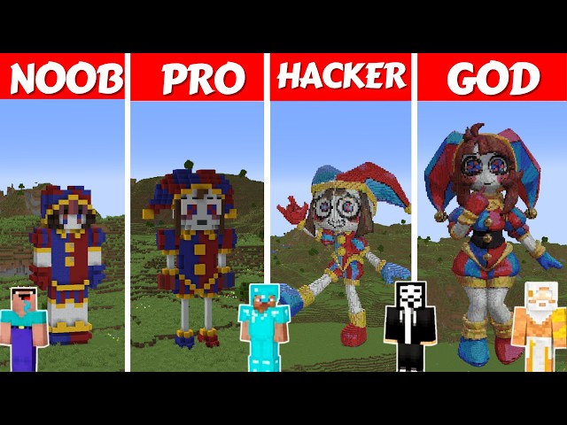 Minecraft POMNI HOUSE BUILD CHALLENGE - NOOB vs PRO vs HACKER vs GOD / Animation