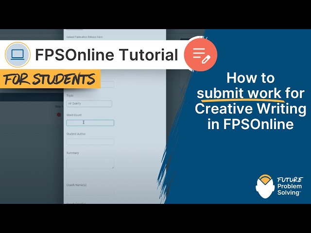 How to submit work for Creative Writing in FPSOnline