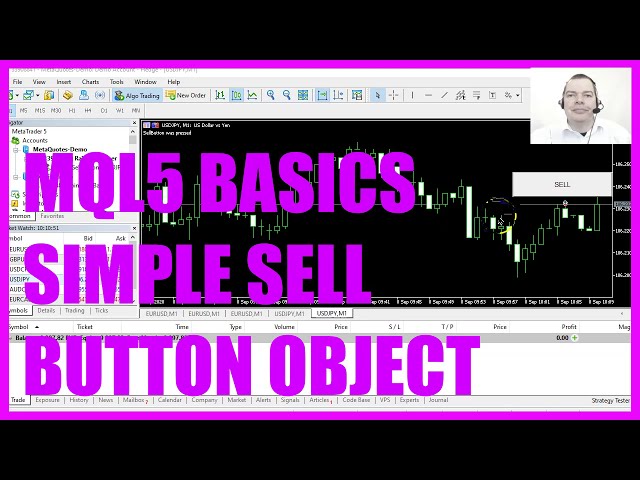 LEARN MQL5 TUTORIAL BASICS - 87 SIMPLE SELL BUTTON OBJECT