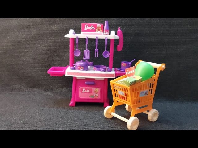 13 Minutes Satisfying with Unboxing Barbie Kitchen & Super Market Trolley Set Review | ASMR