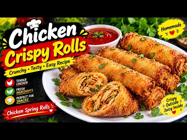 Crispy Chicken Rolls Recipe | Chicken Spring Rolls | Crunchy & Delicious Chicken Rolls