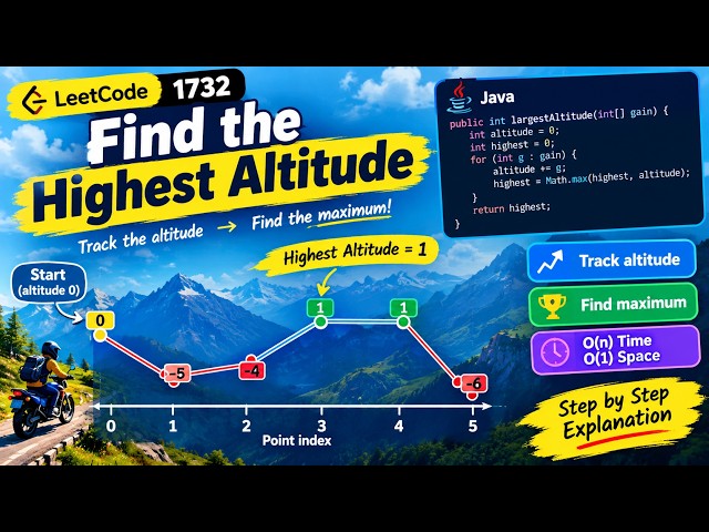 Leetcode problem 1732 - Java solution to find the highest altitude - biker  - Explained in tamil