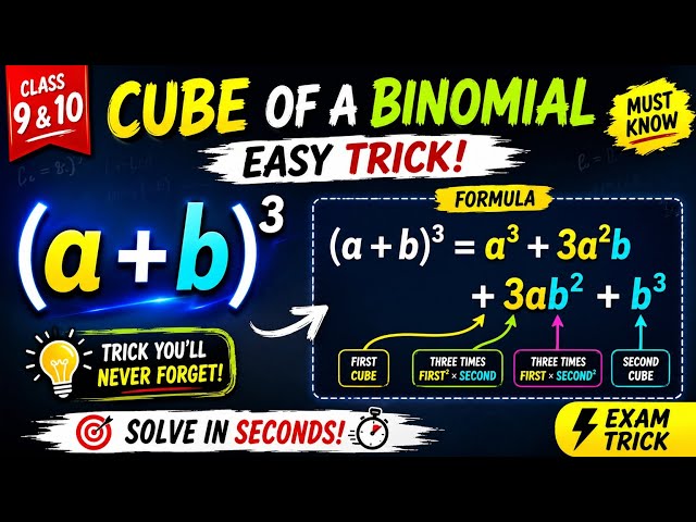 Cube of a Binomial (a + b)³ | Easy Trick 🔥 Class 9 & 10 Maths | Learn Fast!