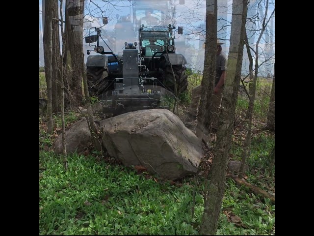 Pulling Out an Enormous Boulder #satisfying #removal #tractor