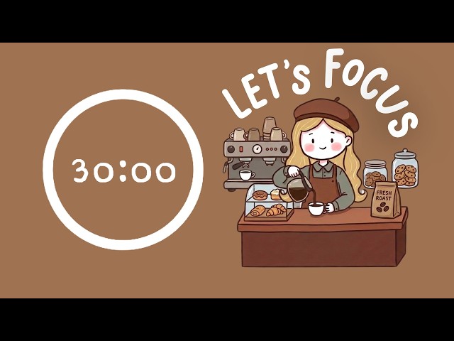Coffee Shop Pomodoro 4x30min (2hrs) | | ADHD | Let's get focused! ♡ Cozy Cafe Music ♡
