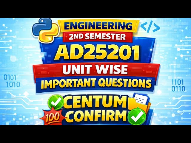 🔥 AD25201 Python for Data Science – Unit Wise Important Questions 2026 | Anna University |